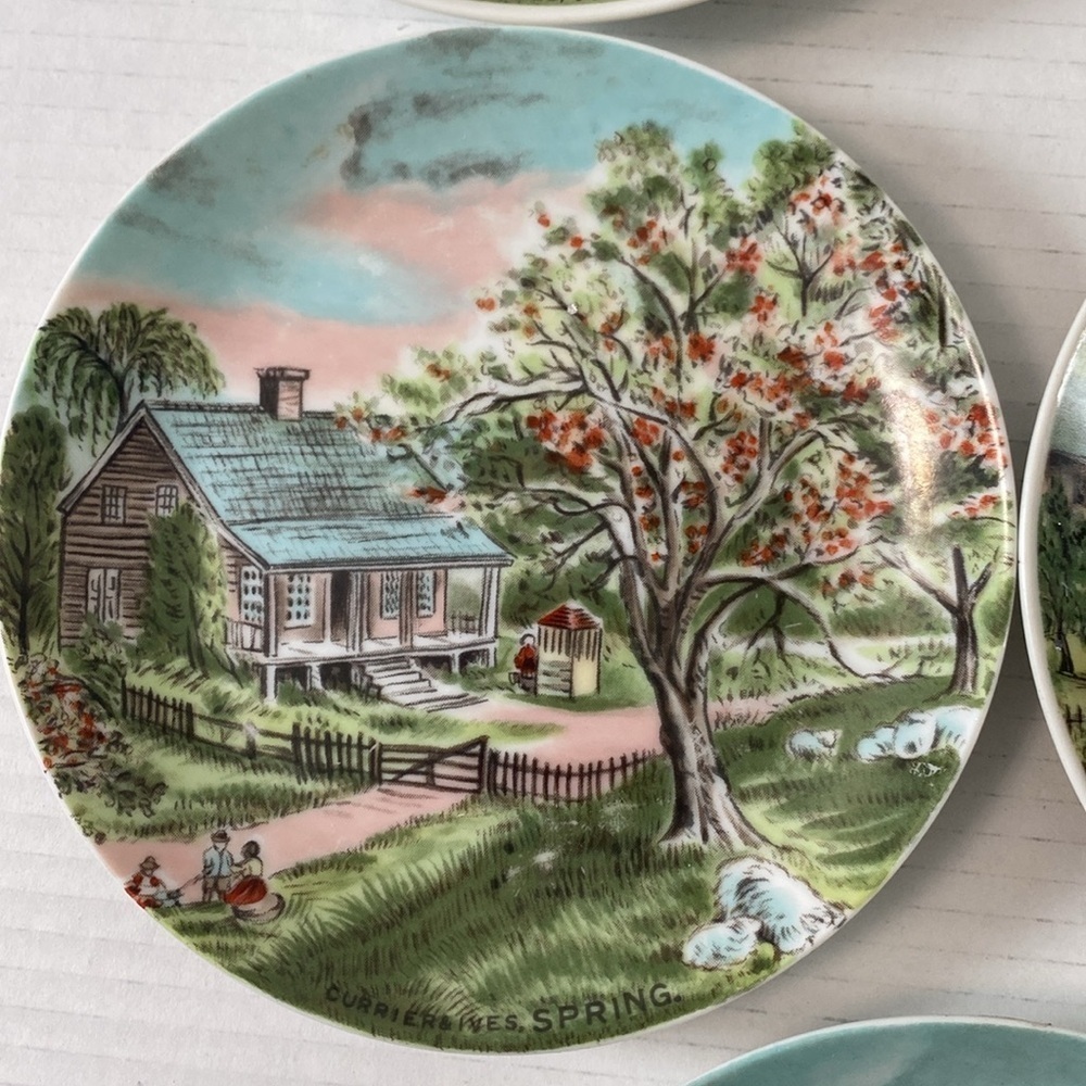 Currier and Ives Four Seasons Vintage Plates - Picture 5 of 11